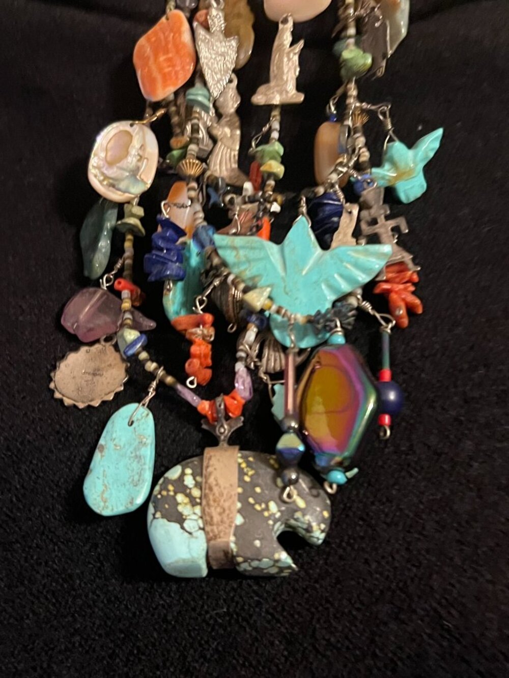 Native American Santo Domingo 3 Strand Treasure Necklace - Picture 9 of 12